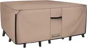 ULTCOVER Rectangular Patio Heavy Duty Table Cover - 600D Tough Canvas Waterproof Outdoor Dining and Chairs General Purpose Furniture Size 126L x 74W 28H inch Brown