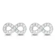 Sterling Silver Cubic Zirconia Inifinty Stud Earrings
