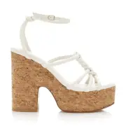 Jimmy Choo Clare Platform Sandal Wedge Latte NEW Size 40 EU Off White