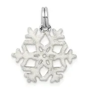 Sterling Silver Rhodium-Plated Enameled Snowflake Charm
