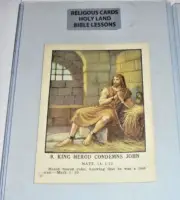 Vintage Bible Study Lesson Color Card Christian King Herod Condemns John Story