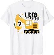 [X.Style] I Dig Being 2 Birthday 2nd I Am Two Years Old Boy Girl ds482 T-Shirt (S) White