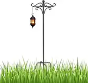 Double Shepherd Hooks for Bird Feeders | Garden Hook Shepherds Hook - Heavy Duty Iron Adjustable Outside with 5 Prongs Base for Outside