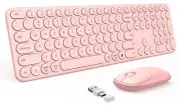 Wireless Keyboard and Mouse Combo Cute Pink Keyboard & Mouse with USB and Typ...