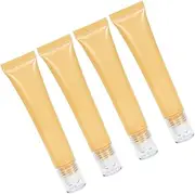 WRITWAA 4Pcs Empty Roller Ball Eye Cream Tubes Fillable Squeeze Bottles for Essential Oils Portable Gel Dispenser for Travel Khaki Color