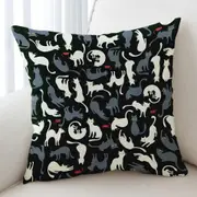 Red Mice and White Grey Cats Cushion Cover