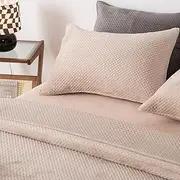 KASENTEX Plush Poly-Velvet Lavish Design Quilt Set with Brushed Microfiber - Luxurious Bedding Soft & Warm Bedspread - Machine Washable Coverlet (Birch Sand, Queen + 2 Shams)