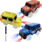 LED Light Glow Car Toys for Tracks, Race Car Track Compatible Toy Cars, Glow in The Dark for Kids Boys Girls Ages 3-12 (3PCS)