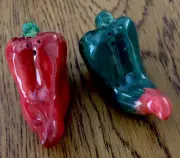 Vintage Laying Jalapeno Pepper Salt and Pepper Shaker Ceramic