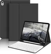 JKSML Case iPad Air 6 11-inch M2 2024,iPad Air 5th/4th Generation 10.9 inch 2022/2020, Stand Folio Detachable Wireless Bluetooth Keyboard Cover Soft TPU Back Case with Pencil Holder, Black