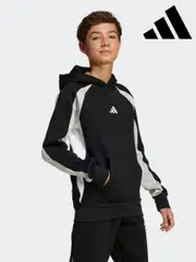 adidas Black Essentials Colorblock Fleece Hoodie Kids (E36986) | $76