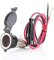 MMOBIEL Universal Waterresistant12V 120W Car Motorcycle High Speed Cigarette Lighter Power Plug Socket with Closing Cap incl Wiring Connection Kit for Boat Motorbike Mower Tractor RV ATV Car