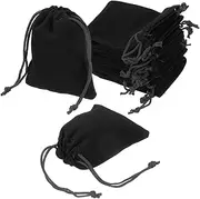 uxcell 20 Pcs Velvet Drawstring Bag, 2.7 x 3.5 Inch Jewelry Velvet Pouches Gift Bags for Wedding Party Favor Candy Jewelry Packaging Organizing Storage, Black