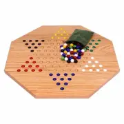AmishToyBox.com Hand-Painted Oak Wooden Chinese Checkers Board Game, 19" Wide