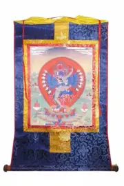 Tibetan Print Fabric Trim Deity Buddha Art Wall Scroll Thangka vs530