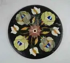 Black marble side corner center table top inlay semi precious art decor home