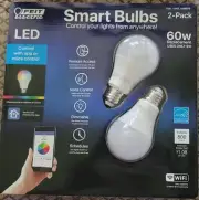 Smart Wi-fi Led Dimmable 60w Light Bulbs 2pk NEW Feit Electric color changing
