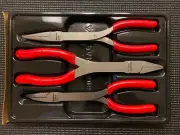 SNAP ON Tools USA NEW 3pc RED Soft Grip LONG NOSE Pliers Set PL308CF