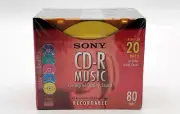 Sony CD-R Music CDs 20 Pack Slim Color Jewel Cases 80 Min 20CRM80LX2 New Sealed