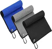 3Pack Golf Towels, Golf Towel for Bags with Clip and Microfiber Waffle Pattern, Convenient Golf Cleaning Towel Handy Picks Towel Suitable for Golf Lovers