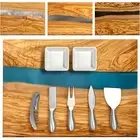 Handcrafted Italian Olive Wood Cheese & Charcuterie Board Set with Unique Blu...