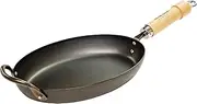 Riverlight J1929 Kyoku Japan Iron Frying Pan Steak Pan, M, Iron Nitride, IH Compatible, Rust Resistant, Made in Japan