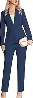 [Kelyaa] Women's 2 Piece Suit Notched Lapel One Button Slim Fit Business Office Work Tuxedo Blazer Pants Set