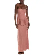 WeWoreWhat Strapless Corset Peplum Maxi Dress