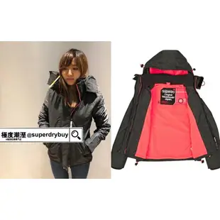 跩狗嚴選 正品 極度乾燥 Superdry Arctic 黑灰 螢光櫻桃紅 三層拉鍊 防風 防潑水 連帽 刷毛 風衣 外套