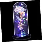 1pc Artificial Immortal Rose Ornament with Cozy Light Simulation Flower Adornment for Home Office Decoration for Valentine's Day Special Occasions Rose with Base Leaves Elegant