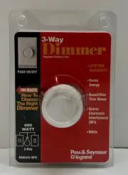 Pass & Seymour 90603WV 600 W Almond 3 WAY Rotary Light Dimmer Push On/Off Switch