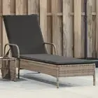 Sun Lounger with Wheels and Cushion Deck Chair Daybed Patio Poly Rattan vidaXL