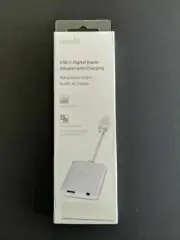 Moshi USB-C Digital Audio Adapter With Charging, Brand New, DAC, Headphone Jack