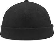 [Yizhichu1990] Wool Brimless Cap Winter Warm Skullcap Rolled Cuff No Visor Beanie Sailor Hat