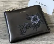 PAUL SMITH LEATHER CORNER ZIP WALLET ARTIST STRIPE LINING MADE IN ITALY