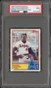 (POP 1) 1983 Topps Baseball Grocery Cello Pack w Reggie Jackson Top PSA 9 Mint