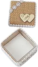 GARIOUANS Box Rustic Wedding Ring Box with Jute Twine and Lace Double Heart Design for Engagements Bridal Showers and Romantic Proposals Symbol of Eternal Love for Your Special Day