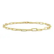Amour Yellow Plated Silver 3.5mm Polished Paperclip Chain Anklet - 9 in.