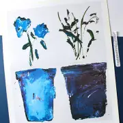 ORIGINAL 1999 GASIOROWSKI POTS DE FLEURS BLEU FRANCE EXHIBITION POSTER FLOWERS