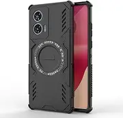 [UPLAI] Case for Motorola Edge 50 Fusion, Military Grade Shockproof Breathable Armour Mobile Phone Case with Magnetic Metal Ring and Airbag, Slim PC + TPU Protective Case, Black
