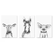 Set of Blushing Farm Animals Nursery Wall Art