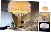 White Feather Crystal Chandelier 4-Light Pendant Light