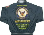USS ALBANY CA-123/CG-10 CRUISER EMBROIDERED SATIN JACKET(BACK ONLY)