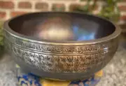 Tibetan Singing Bowl Om Mani Padme Hum Hand carved ॐ मणि पद्मे हु 7 Metal