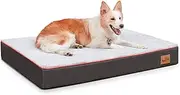 BingoPaw Memory Foam Dog Bed, Large Grey Orthopaedic Dog Bed with Orange Trim Washable and Water Resistant 2XL