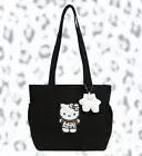 Hello Kitty Leopard Print Black Corduroy Shoulder Bag Womens Tote Bag Cheetah KT