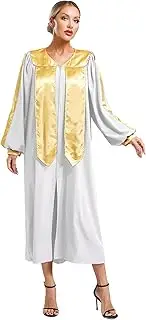 [Manyakai] Unisex Adult Choir Robe Long Sleeve Judge Robe Graduation Gown Priest Preachers Confirmation Baptism Robe White Medium
