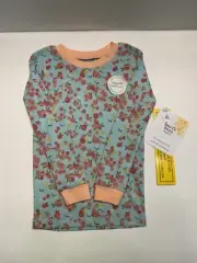 Burt’s Bees Pajama Top Kid’s 2T Toddlers Floral Embossed Blue Peach NWT