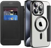 Magnetic for iPhone 15 Pro Max Case,[Compatible with Magsafe] Card Slot Flip