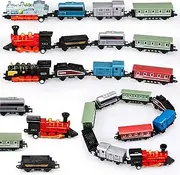 Hanaive 3 Sets Mini Simulation Steam Train Toys Small Retro Steam Train Model Assorted Styles Pull Back Train Set Diecast Locomotive Model Train Set for Boys and Girls Gifts Birthday Party Favor